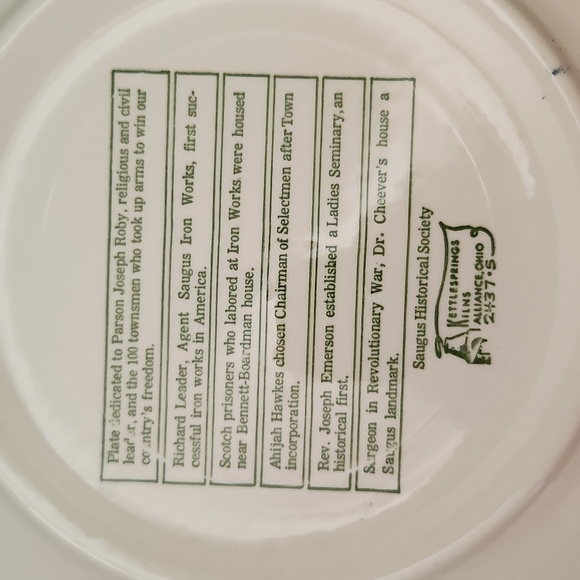 Kettlesprings Kilns Saugus Historical Society Bicentennial Collector's Plate - Picture 5 of 6